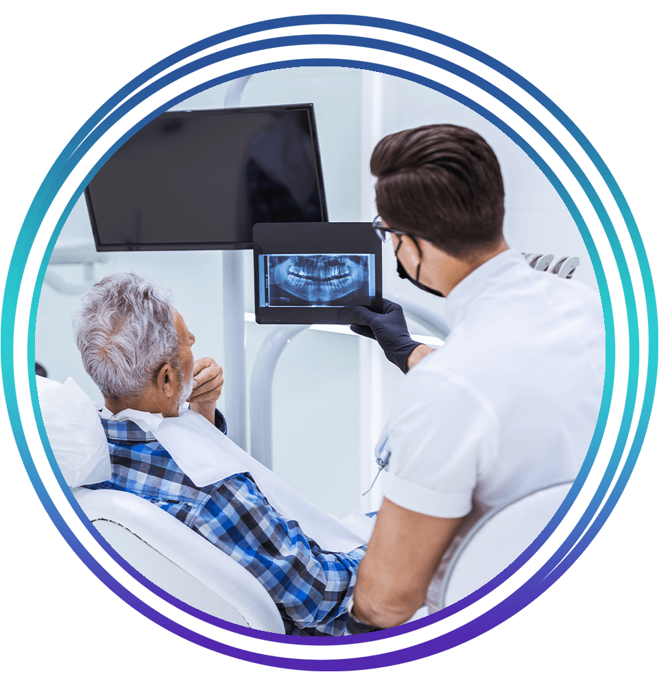 dental implant patient learning about treatment